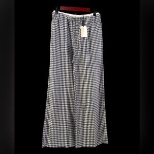 Mimosa Lounge Gingham Cotton Wide Leg Pants NWT